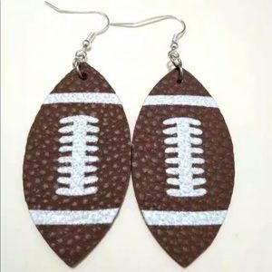 Leather Football Cutout Dangle Earrings